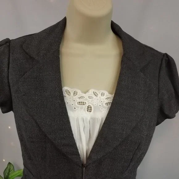 IZ Byer Black and White Tweed Fitted Blazer, Size M - Picture 6 of 13